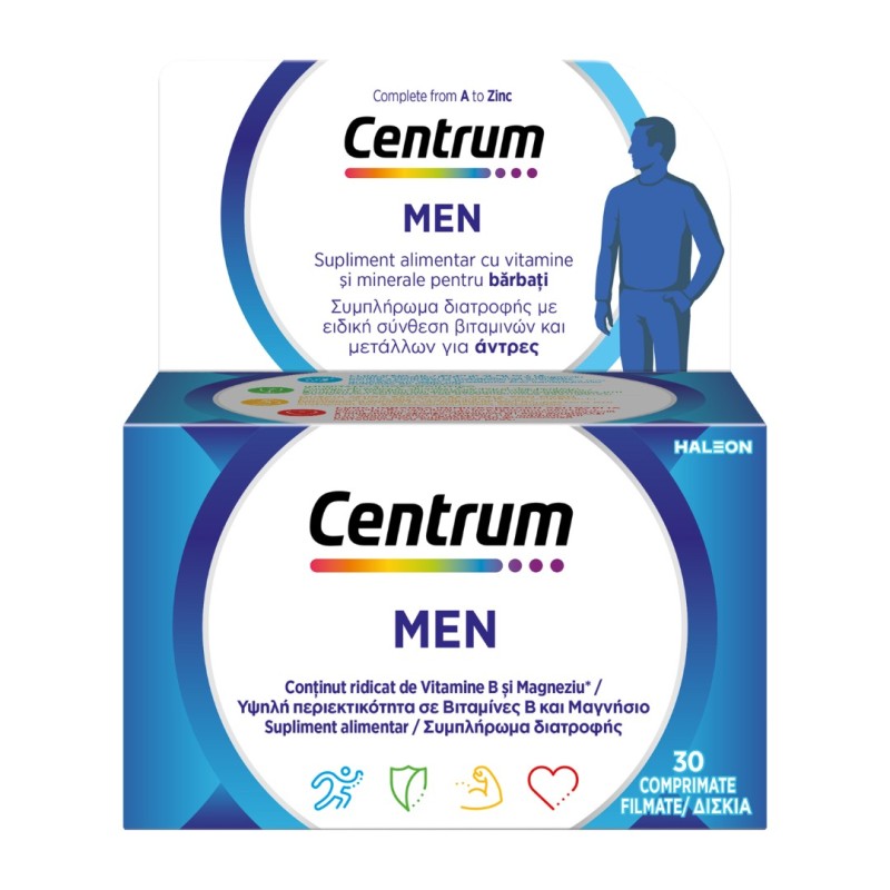 CENTRUM Men Συμπλήρωμα Διατροφής για τον Άνδρα χωρίς Γλουτένη 30 δισκία