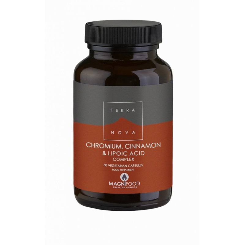 TERRANOVA Chromium, Cinnamon & Lipoic Acid Complex Συμπλήρωμα Διατροφής για τη Σωστή Ρύθμιση του Σακχάρου 50 Veg. Caps