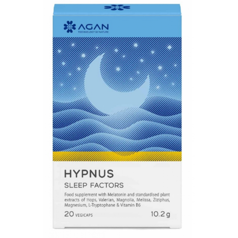 AGAN Hypnus Sleep Factors Συμπλήρωμα Διατροφής με Μελατονίνη για Καλύτερο Ύπνο 20 Κάψουλες