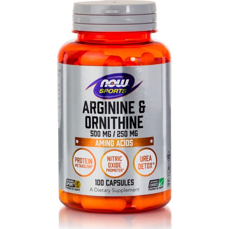 NOW FOODS Sports L-Arginine & Ornithine 500/250mg 100 Caps