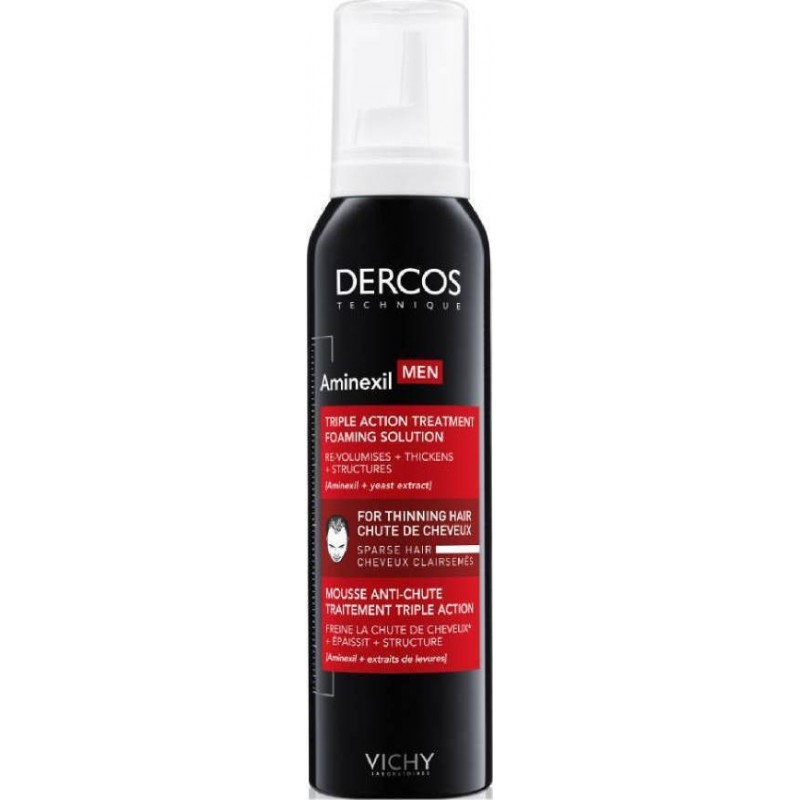 VICHY Dercos Aminexil Men Triple Action Foamin Solution Αφρός Τριπλής Δράσης Κατά της Τριχόπτωσης 150ml