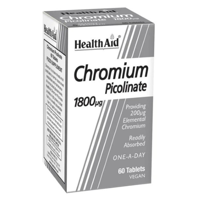 HEALTH AID Chromium Picolinate 1800μg Συμπλήρωμα Διατροφής με Χρώμιο 60 Ταμπλέτες