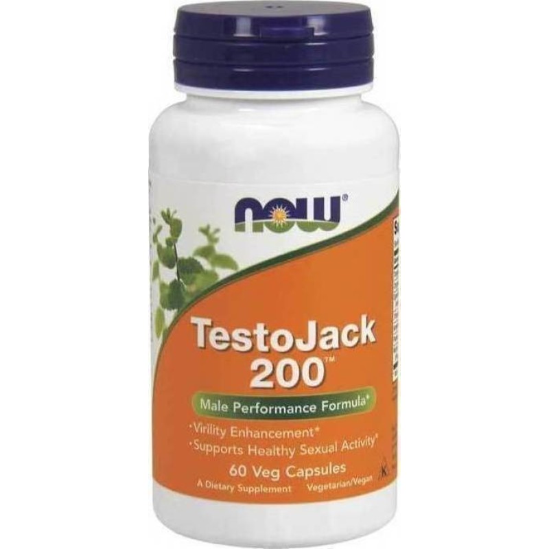 NOW FOODS Testo Jack Συμπλήρωμα Διατροφής για Αύξηση Φυσικής Τετοστερόνης 200mg 60 Φυτικές Κάψουλες