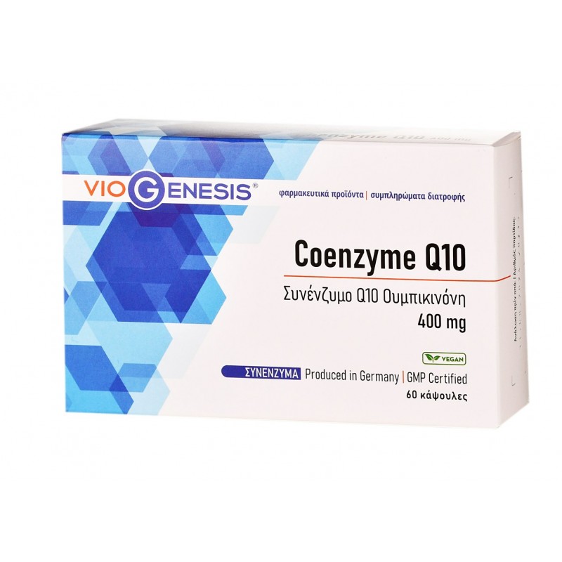 VIOGENESIS Coenzyme Q10 400mg Συμπλήρωμα Διατροφής με Συνένζυμο Q10 Ουμπικινόνη 60 Κάψουλες