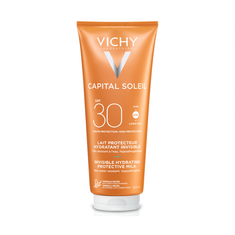 VICHY Capital Soleil Invisible Hydrating Protective Milk Ενυδατικό Αντηλιακό Γαλάκτωμα Προσώπου & Σώματος SPF30 300ml