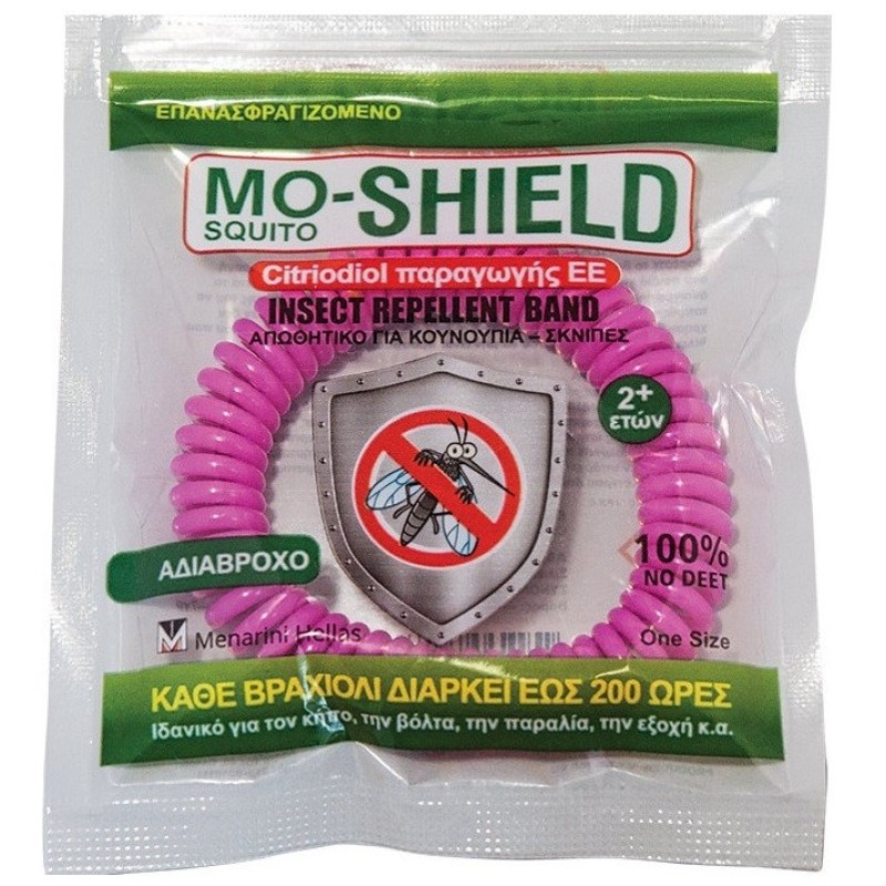 MENARINI Mo-Shield Insect Repellent Band Αντικουνουπικό Βραχιόλι Χρώμα Ρόζ 1τμχ