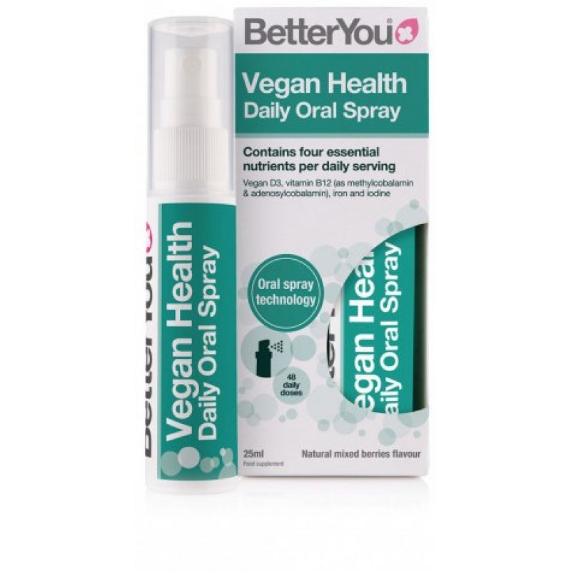 BETTER YOU Vegan Health Daily Oral Spray Συμπλήρωμα Διατροφής με Βιταμίνες D3 , B12 και Σίδηρο σε Μορφή Σπρέι 25ml