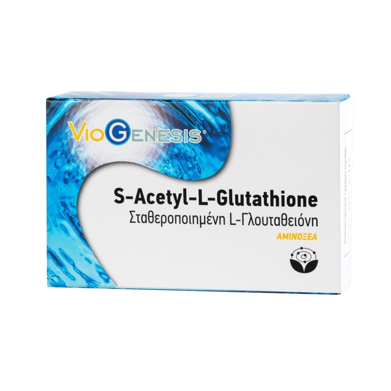 VIOGENESIS S-Acetyl-L-Glutathione Συμπλήρωμα Διατροφής με Σταθεροποιημένη L-Γλουταθειόνη 60 Κάψουλες