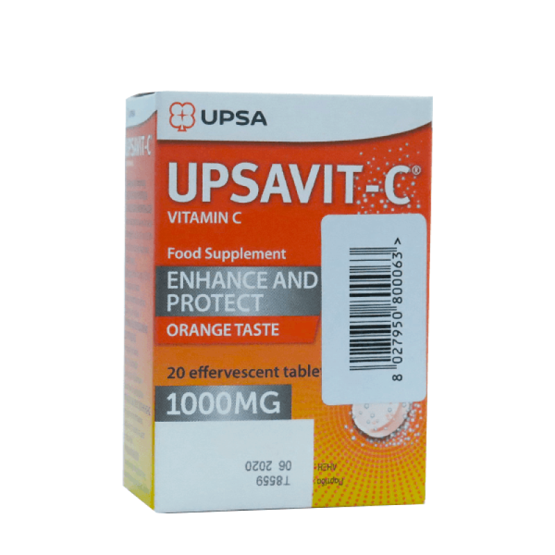 UPSA Upsavit-C 1000mg Συμπλήρωμα Διατροφής με Βιταμίνη C για Ενίσχυση & Προστασία με Γεύση Πορτοκάλι 20 Αναβράζοντα Δισκία 