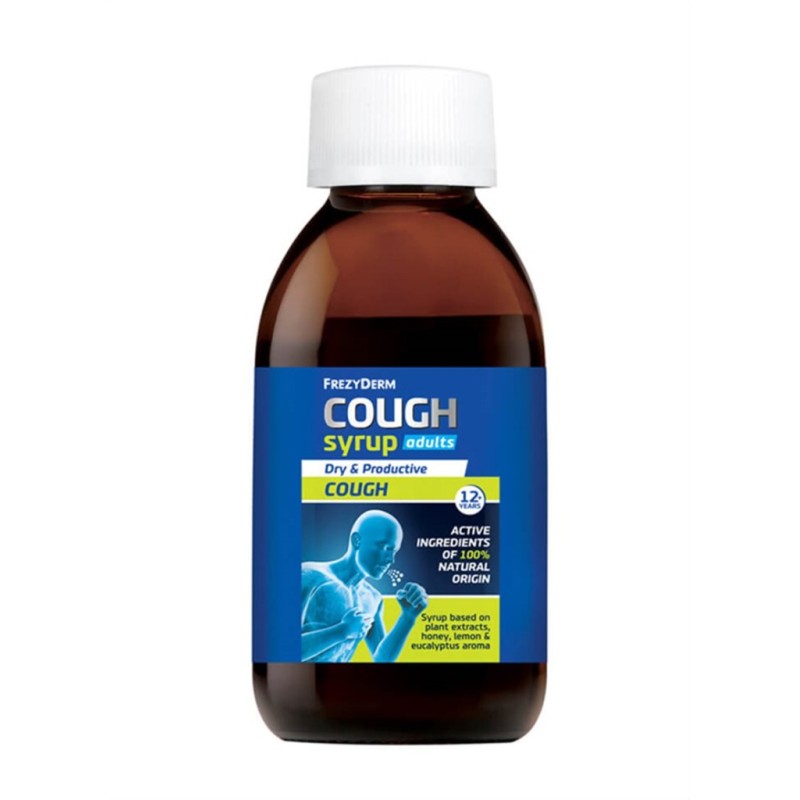 FREZYDERM Cough Syrup Adults Σιρόπι Ενηλίκων για το Ξηρό και Παραγωγικό Βήχα με Γεύση Μέλι , Λεμόνι και Ευκάλυπτο 182g