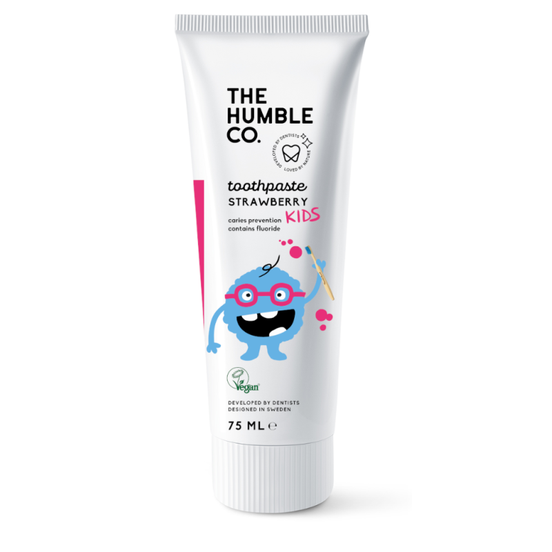 THE HUMBLE CO. Natural Toothpaste For Kids Φυσική Παιδική Οδοντόκρεμα με Γεύση Φράουλα 500ppm F απο 0m+ 75ml