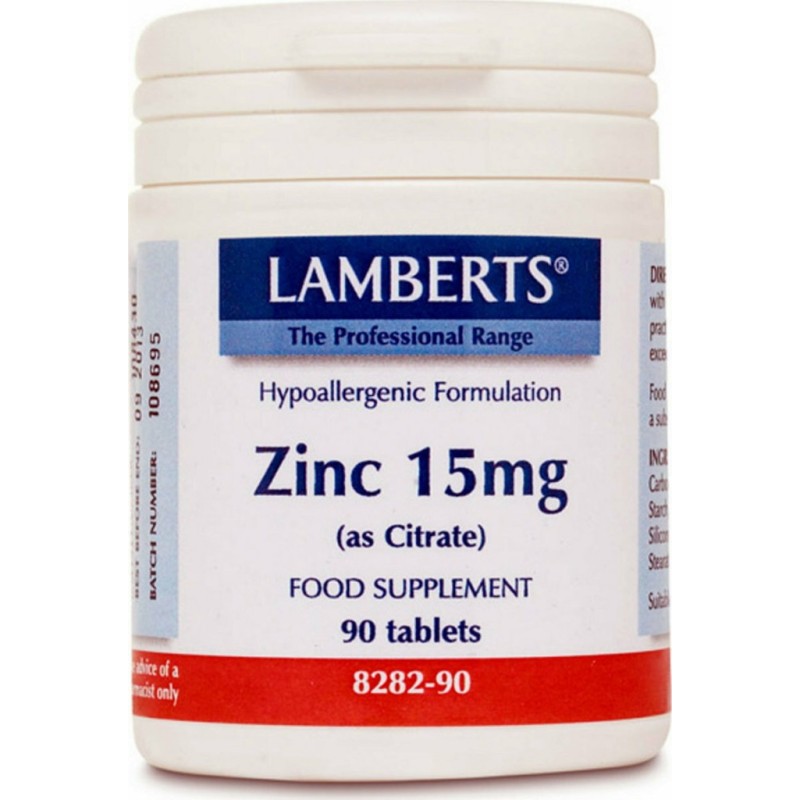 LAMBERTS Zinc (as Citrate) 15mg Ψευδάργυρος 90 δισκία