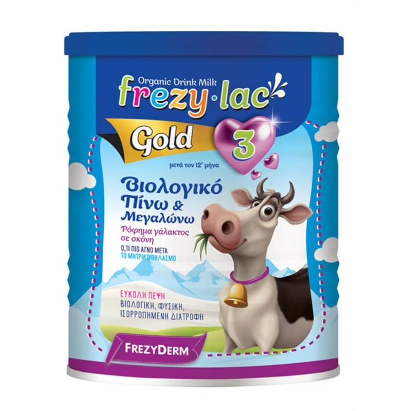 FREZYDERM Frezylac Gold 3 Βιολογικό Αγελαδινό Γάλα από 12° Μήνα ως Μετάβαση από το Θηλασμό 900gr