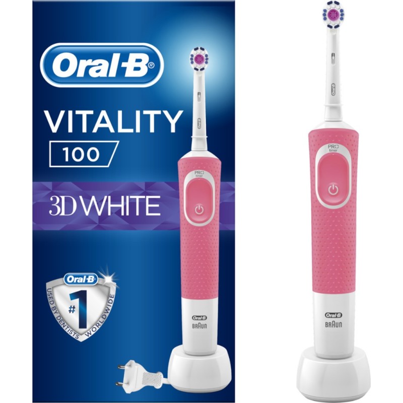 ORAL-B Vitality 100 3D White Ηλεκτρική Οδοντόβουρτσα (Χρώμα Ρόζ) 1τμχ