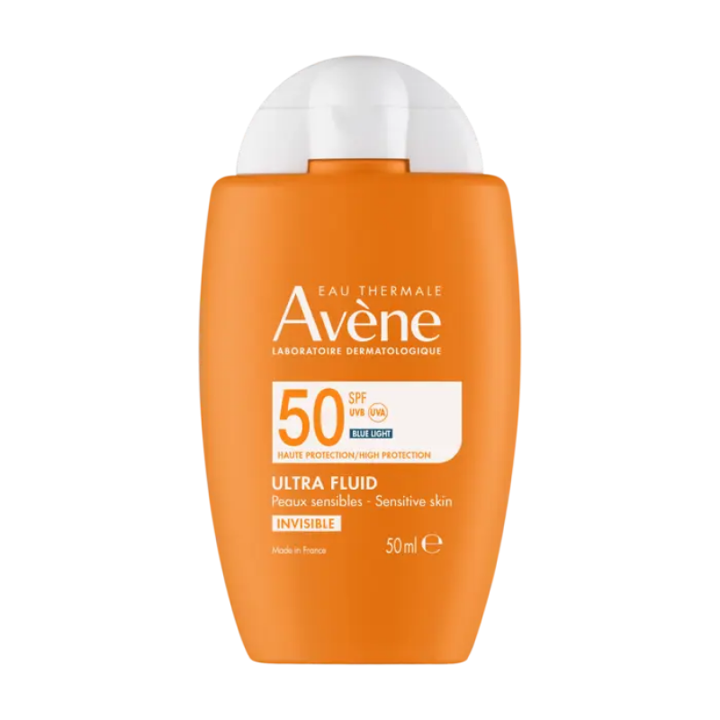 AVENE Sun Ultra Fluid Invisible Αντηλιακή Κρέμα Προσώπου με Εξαιρετικά Λεπτόρρευστη Υφή για Ευαίσθητη Επιδερμίδα Χωρίς Άρωμα SPF50+ 50ml