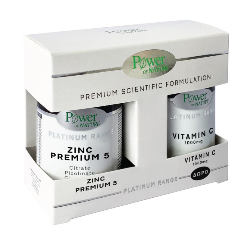 POWER HEALTH Power of Nature Platinum Range 1+1 Zinc Premium 5 30 Κάψουλες & Vitamin C 1000mg 20 Δισκία 