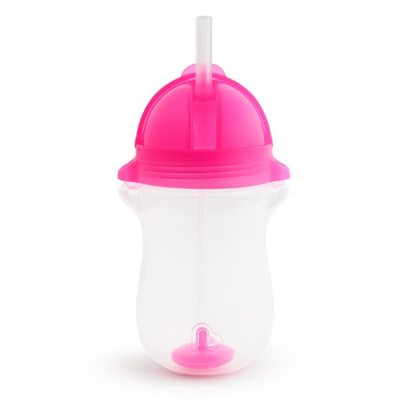 MUNCHKIN Tip N Sip Tall Click Lock Κύπελλο με Καλαμάκι Χρώμα Ρόζ 12m+ 296ml