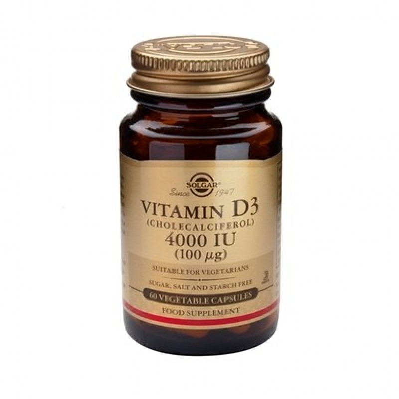 SOLGAR Vitamin D3 100μg 4000IU 60 Φυτικές Κάψουλες