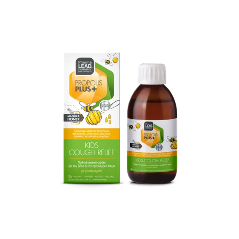 PHARMALEAD Propolis Plus+ Kids Cough Relief Παιδικό Φυτικό Σιρόπι για τον Βήχα & τον Ερεθισμένο Λαιμό με Γεύση Κεράσι 200ml