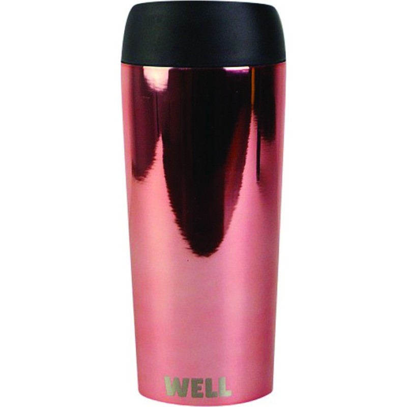 WELL Stainless Steel Travel Mug Ανοξείδωτη Κούπα Ταξιδιού Rose Gold Chrome 450ml