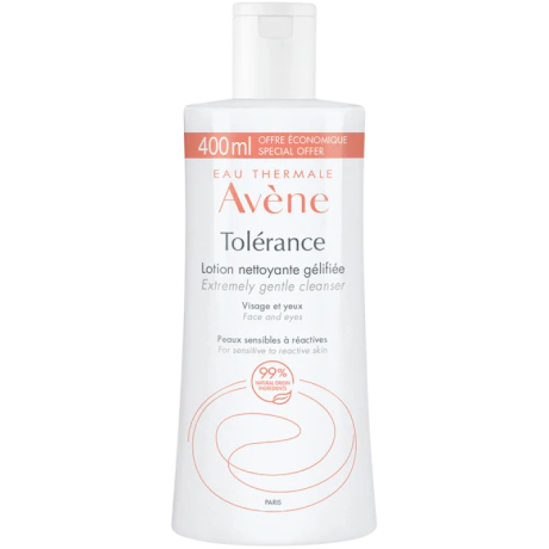 AVENE Tolerance Lotion Nettoyante Gelifiee Λασιόν Καθαρισμού και Ντεμακιγιάζ για το Ευαίσθητο προς Αντιδραστικό Δέρμα. σε Μορφή Τζέλ 400ml