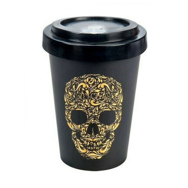 WELL Κούπα Μπαμπού με Καπάκι Skull Black 400ml