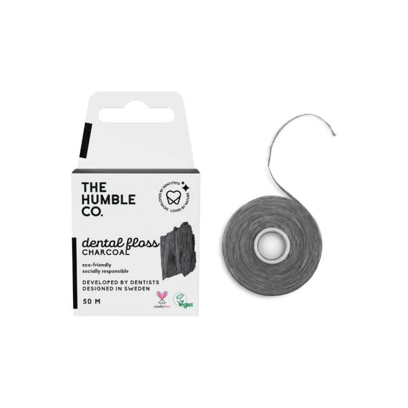 THE HUMBLE CO. Dental Floss Charcoal Οδοντικό Νήμα Καθαρισμού με Γεύση Ενεργός Άνθρακας 50m