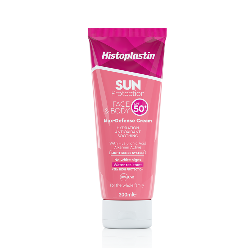 HISTOPLASTIN Sun Protection Face & Body Max Defence Cream Αντηλιακή Κρέμα Προσώπου και Σώματος SPF50+ 200ml