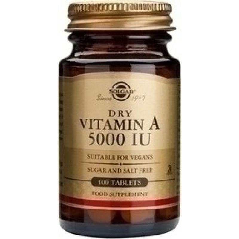 SOLGAR Vitamin A Dry 5000IU 1502μg 100 δισκία