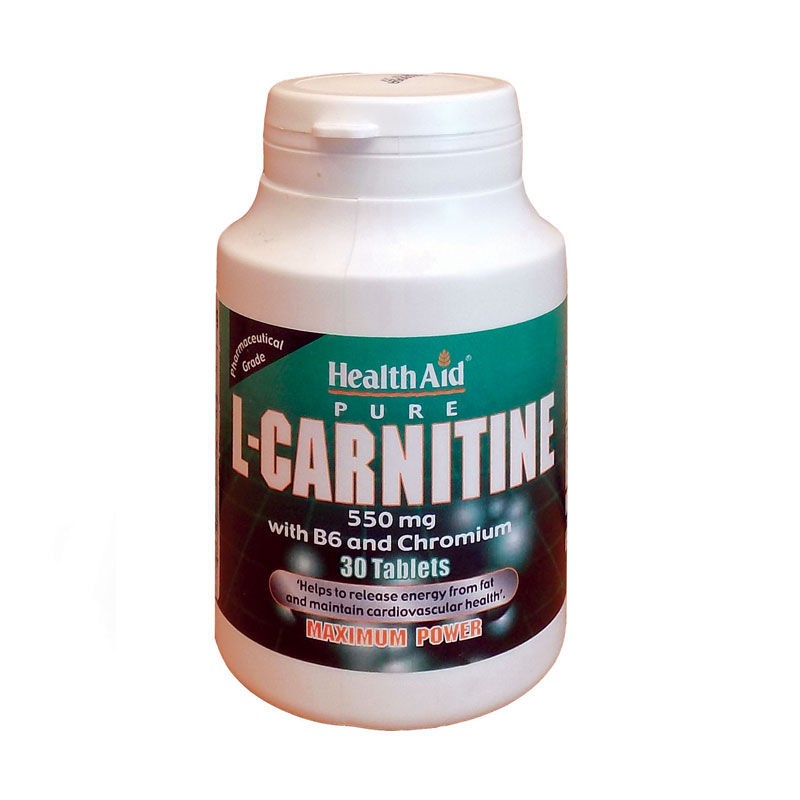 HEALTH AID Pure L-Carnitine 550mg Συμπλήρωμα Διατροφής με Καρνιτίνη , Βιταμίνη B6 και Χρώμιο 30 Ταμπλέτες