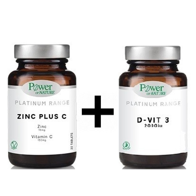 POWER HEALTH Power of Nature Platinum Range 1+1 Zinc 16mg Plus C & D-Vit3 2000IU 20 Δισκία 