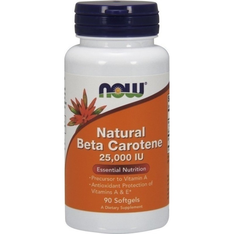 NOW FOODS Natural Beta Carotene 25000 90 Soft Gels