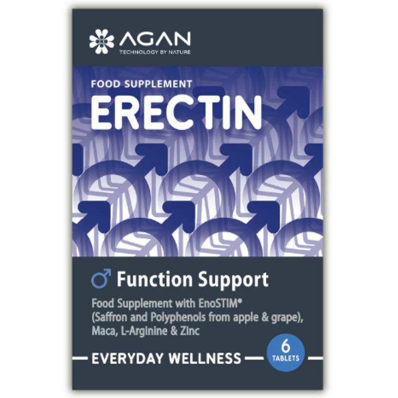 AGAN Erectin Function Support Συμπλήρωμα Διατροφής για Δύναμη , Τόνωση και Απόδοση 6 Ταμπλέτες