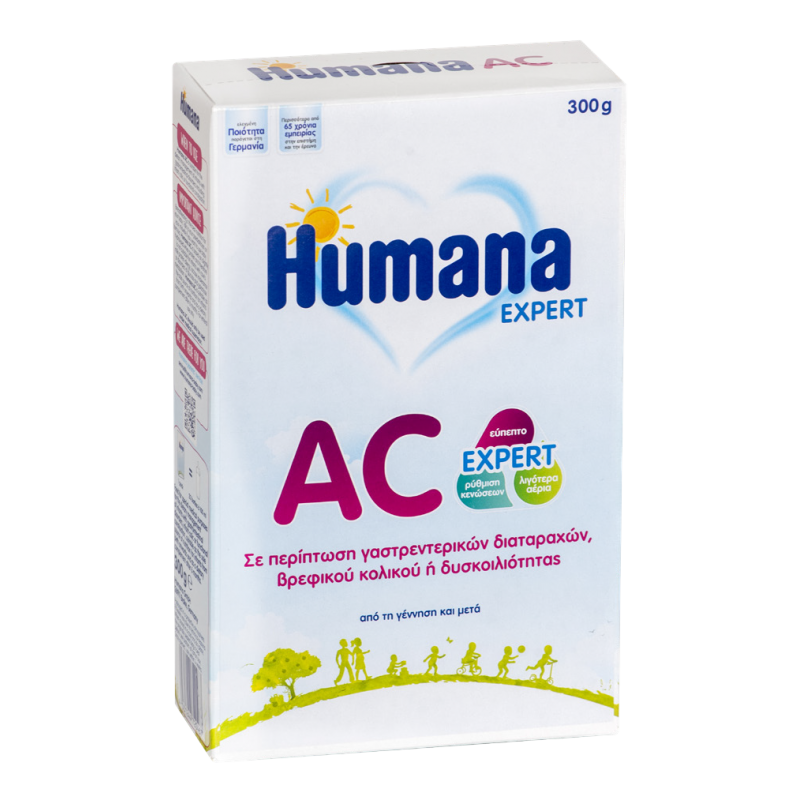 HUMANA AC Expert Anticolic Βρεφικό Γάλα σε Σκόνη για Κολικούς Φουσκώματα και Δυσκοιλιότητα απο τη Γέννηση και Μετά 300gr 