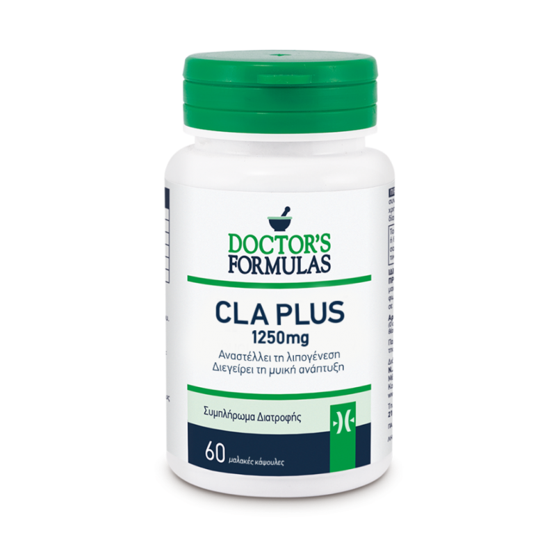 DOCTOR'S FORMULAS CLA Plus 1250mg Συμπλήρωμα Διατροφής που Αναστέλλει τη Λιπογένεση  & Διεγείρει τη Μυική Αναπτυξη 60 Μαλακές Κάψουλες