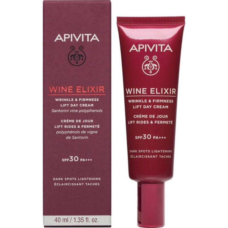 APIVITA Wine Elixir Αντιρυτιδική Κρέμα Ημέρας για Σύσφιξη , Lifting & Αποχρωματισμό Πανάδων με Πολυφαινόλες από Αμπέλια Σαντορίνης SPF30 40ml