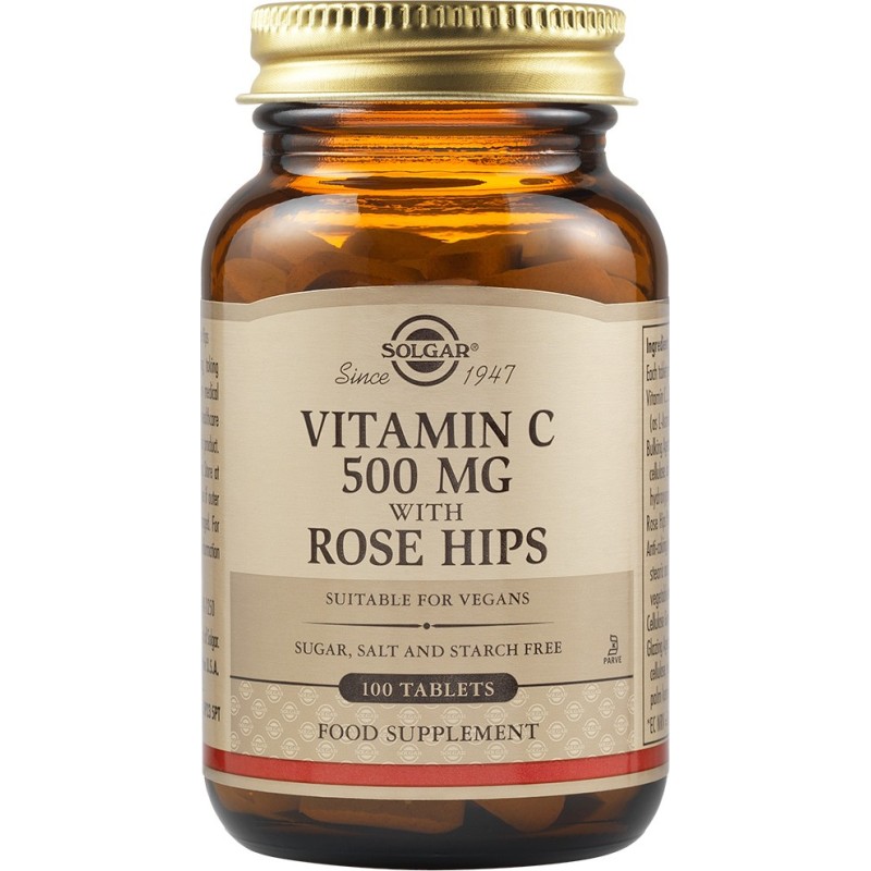 SOLGAR Vitamin C 500mg with Rose Hips 100 δισκία