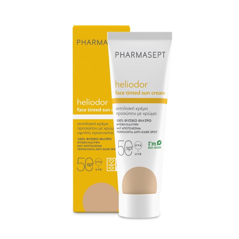 PHARMASEPT Heliodor Face Tinted Sun Cream Αντηλιακή Κρέμα Προσώπου , Ντεκολτέ και Χεριών Υψηλής Προστασίας με Χρώμα SPF50 50ml