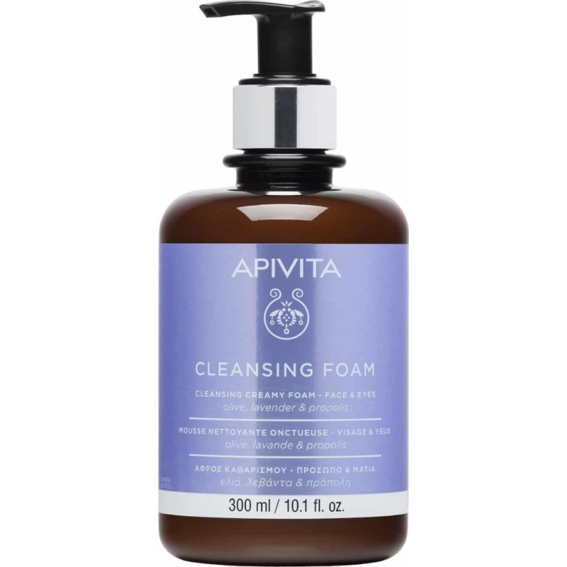 APIVITA Cleansing Κρεμώδης Αφρός Καθαρισμού για Πρόσωπο και Μάτια με Ελιά & Λεβάντα 300ml