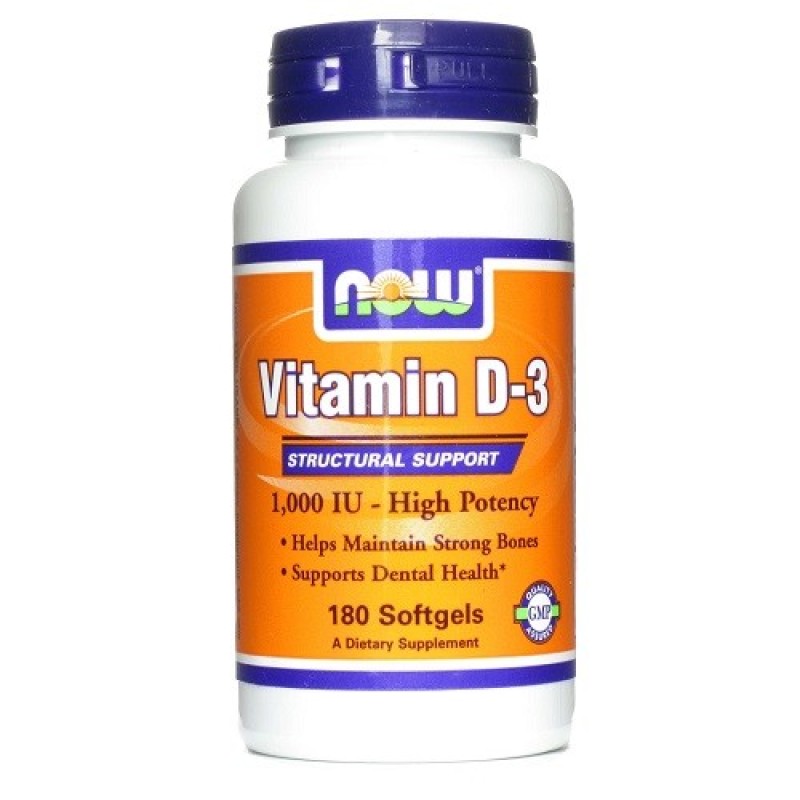 NOW FOODS Vitamin D-3 1000 IU 180 Soft Gels