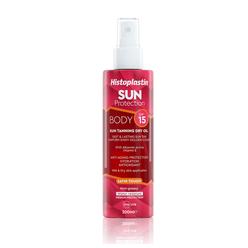 HISTOPLASTIN Sun Protection Body Tanning Dry Oil Ξηρό Λάδι για Γρήγορο Μαύρισμα SPF15 200ml