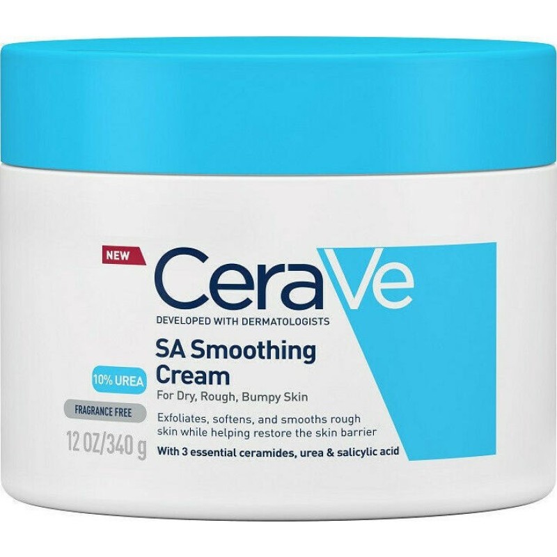 CERAVE SA Smoothing 10% Urea Cream Ενυδατική & Απολεπιστική Κρέμα Προσώπου και Σώματος για το Ξηρό , Τραχύ & Ανομοιόμορφο Δέρμα 340g