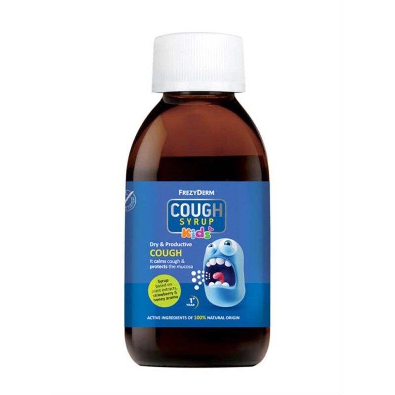 FREZYDERM Cough Syrup Kids Παιδικό Σιρόπι για το Ξηρό και Παραγωγικό Βήχα με Γεύση Φράουλα και Μέλι 182g