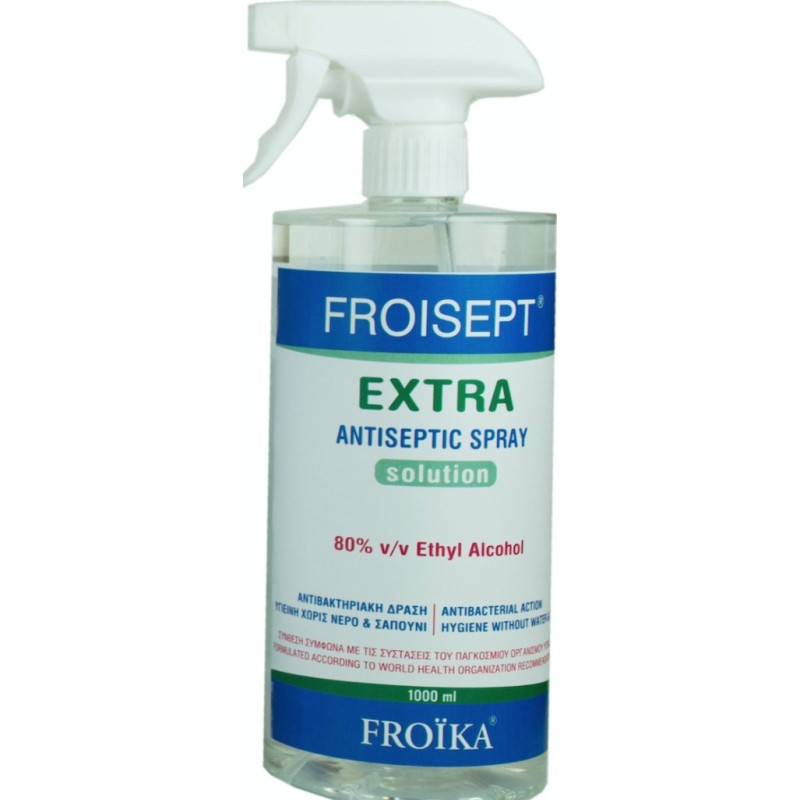 FROIKA Froisept Extra Antiseptic Spray Solution Αντισηπτικό Σπρέι Χεριών & Επιφανειών 1000ml