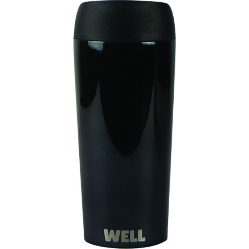 WELL Stainless Steel Travel Mug Ανοξείδωτη Κούπα Ταξιδιού Black Chrome 450ml