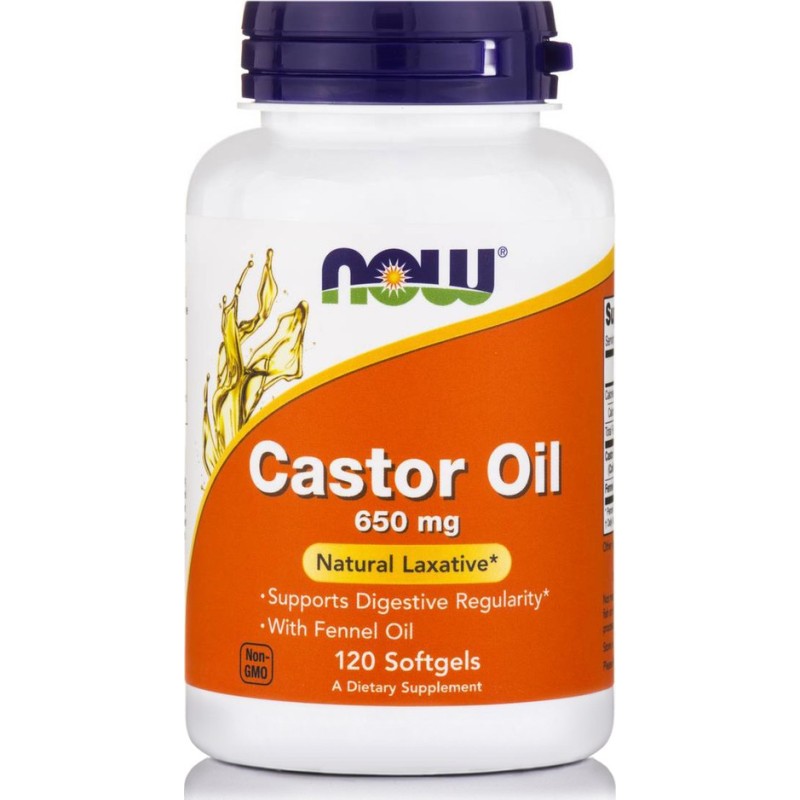 NOW FOODS Castor Oil 650 mg 120 Soft Gels